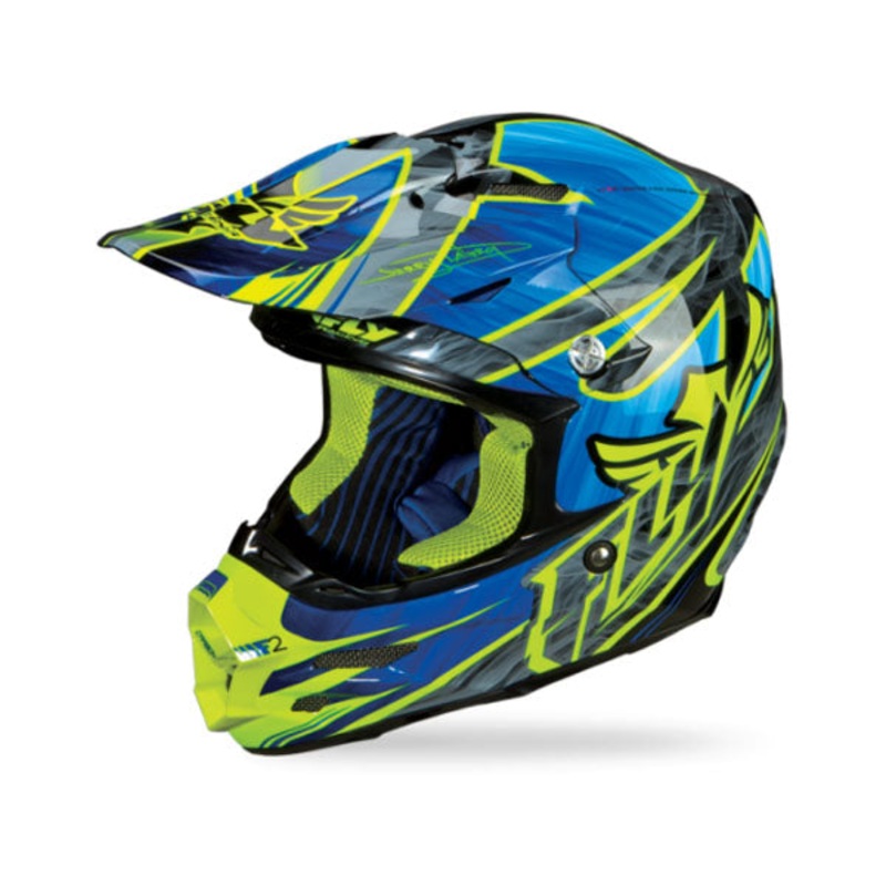 Fly Racing 2013/2014 F2 Carbon Acetylene Helmet-Blue/Hi-Vis Yellow X-Small