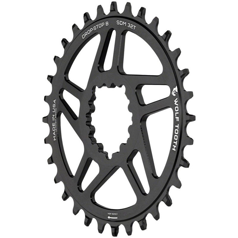 Wolf Tooth Direct Mount Chainring – 34t, SRAM Direct Mount, Drop-Stop B, For SRAM 3-Bolt Boost Cranks, 3mm Offset, Black