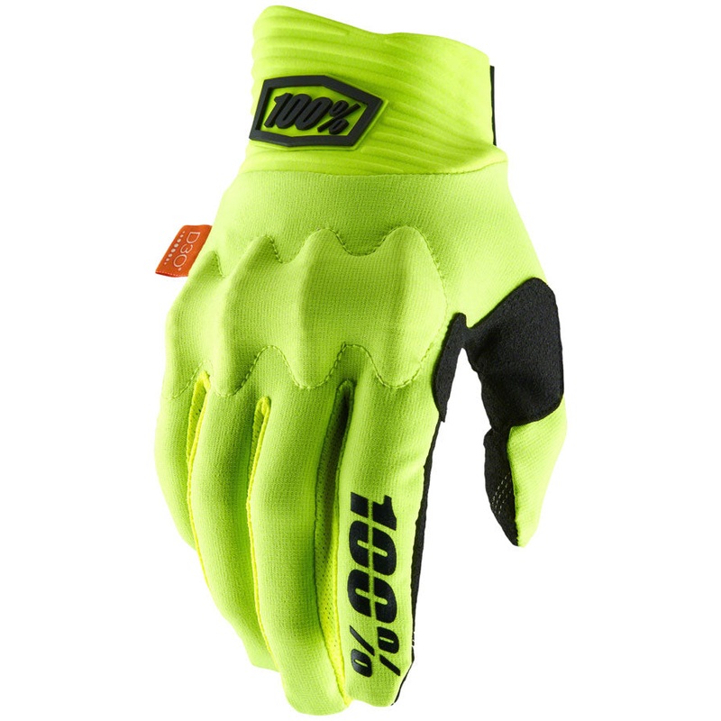 100% Cognito Gloves – Flourescent Yellow/Black, Full Finger, Men’s, Small