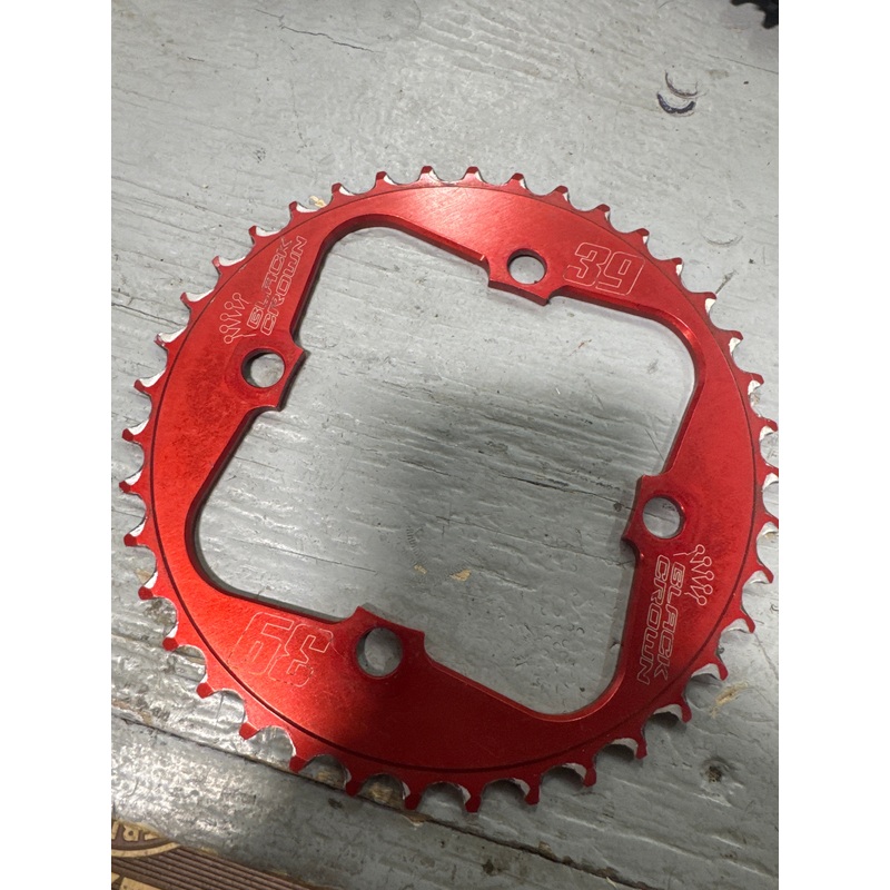 Black crown 4 bolt chainring Red 39