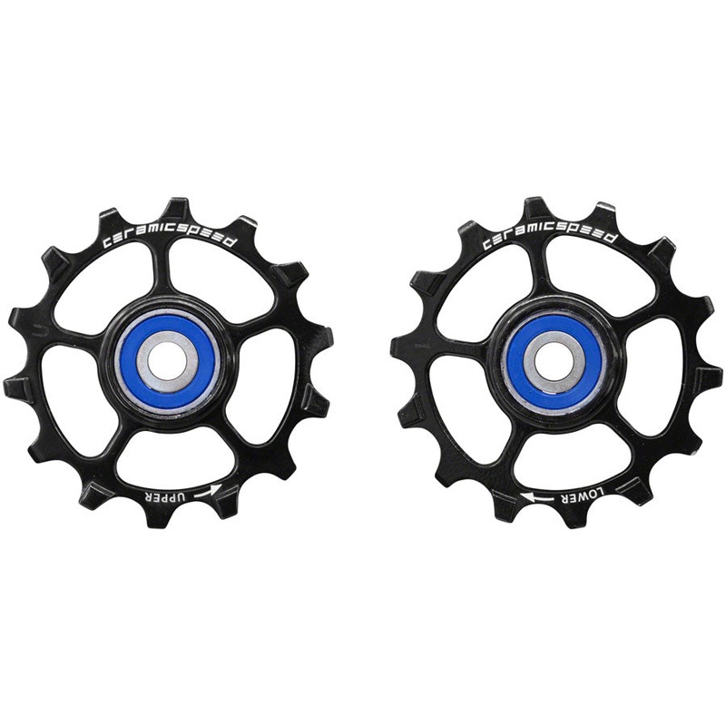 CeramicSpeed Pulley Wheels for SRAM Eagle/AXS 1 x 12 Speed – 14 Tooth, Coated Races, Alloy, Black