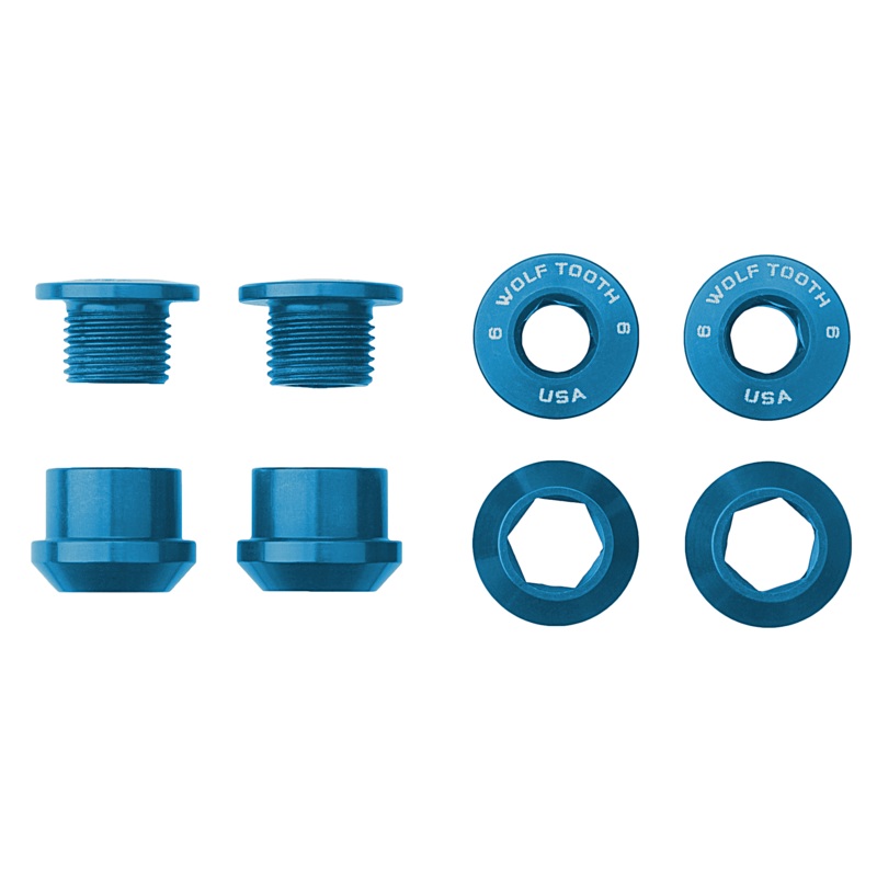 Set of 4 Chainring Bolts+Nuts for 1X Aluminum Red