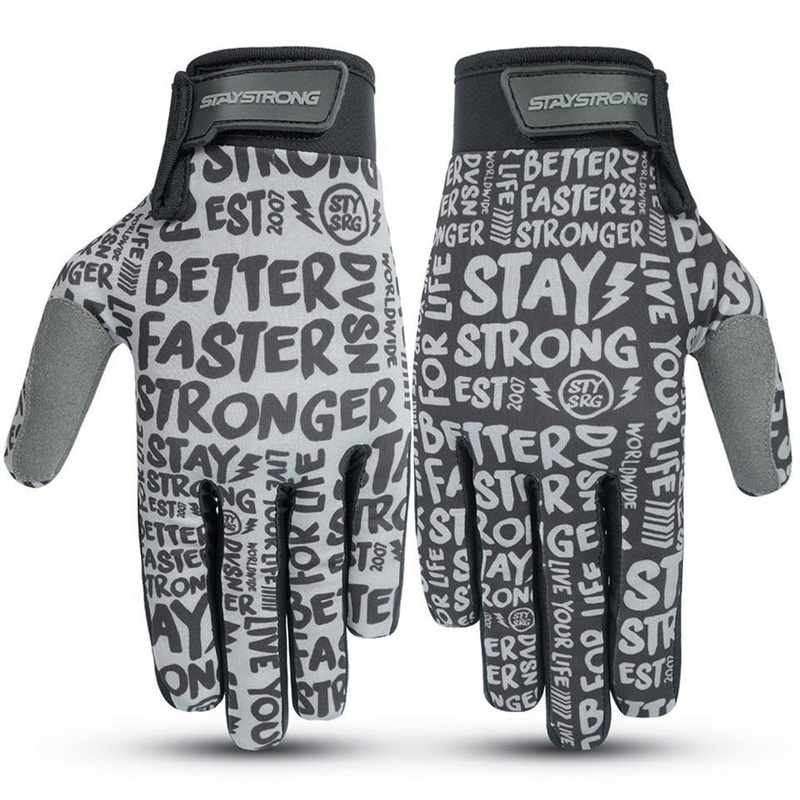 Stay Strong Sketch BMX Race Gloves-Black/Grey Adult Large