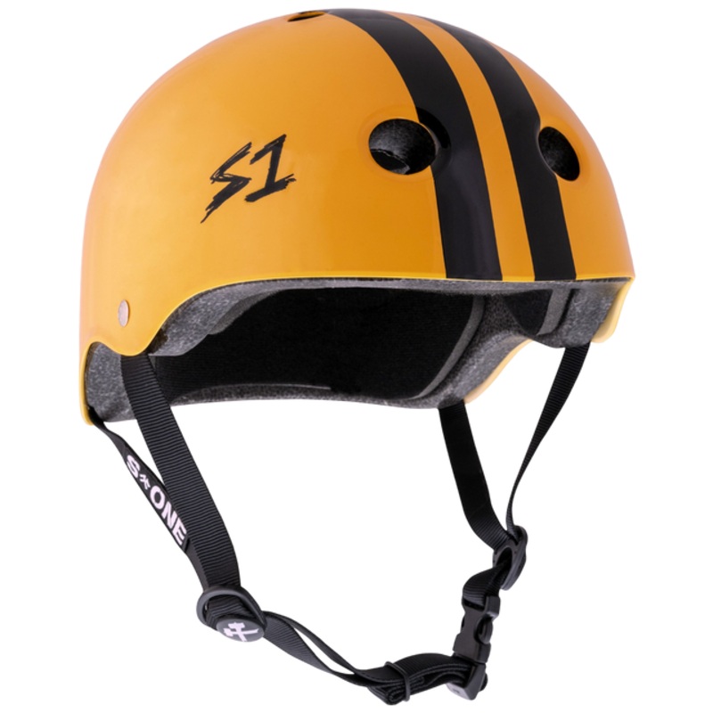 S1 Lifer Helmet – Bright Orange Gloss w/ Black Stripes