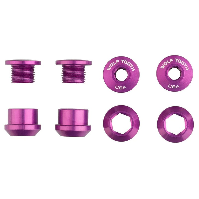 Wolf Tooth 1x Chainring Bolt Set – 6mm Dual Hex Fittings Set/4 Ultraviolet Purple