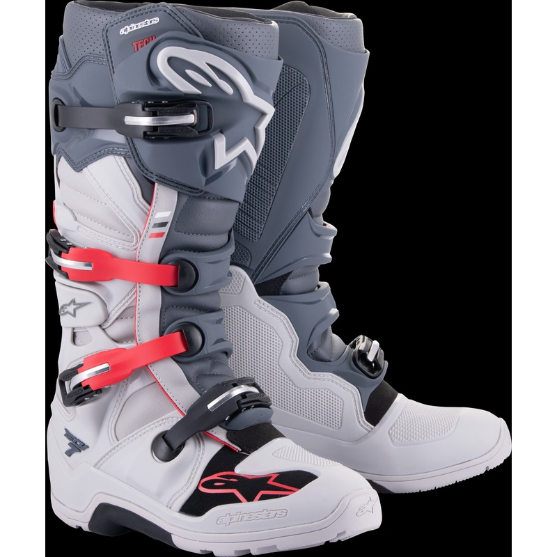 ALPINESTARS Tech 7 Enduro Boots Light Grey/Dark Grey/Bright Red 6