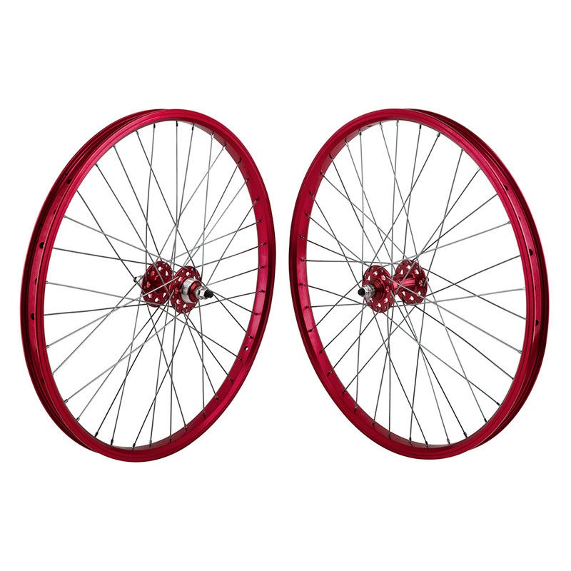 24″ SE Racing Wheelset – Pair – 36H – Double Wall – Sealed Bearing – Freewheel – Red