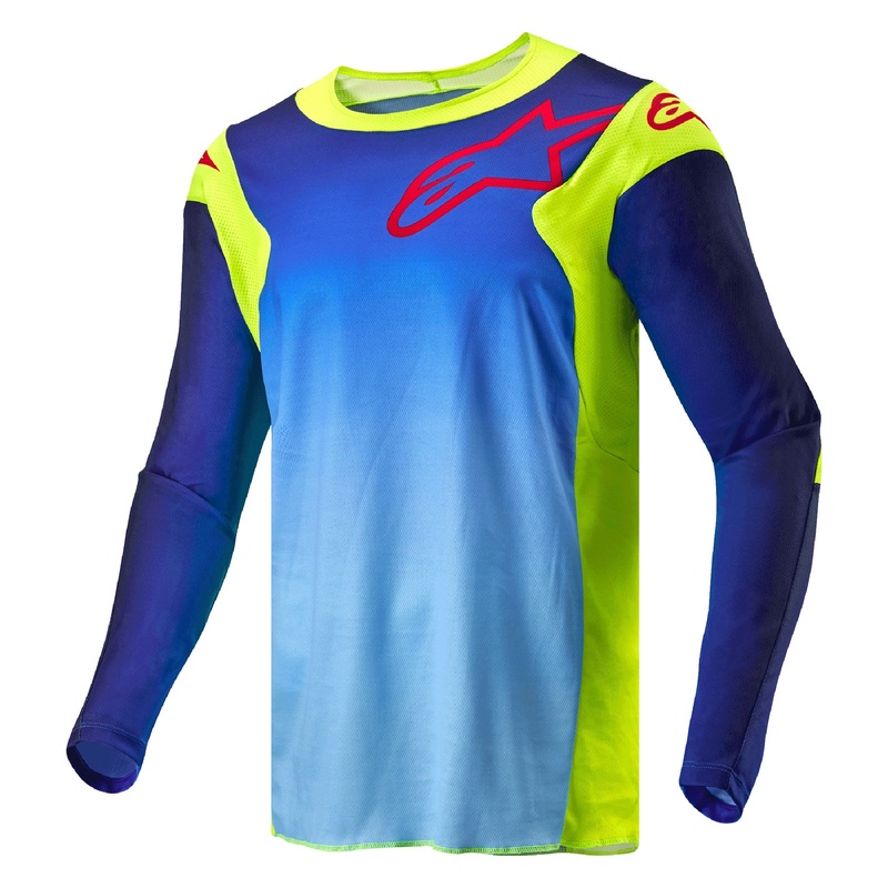 Alpinestars Racer Hoen BMX Race Jersey-Yellow Flo/Blue/Night Navy Adult Small