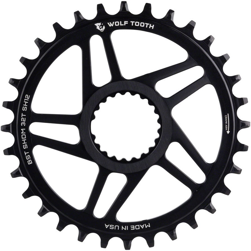 Wolf Tooth Direct Mount Chainring – 28t, Shimano DM, For Boost Cranks, 3mm Offset, Requires 12-Speed Hyperglide+ Chain, Black