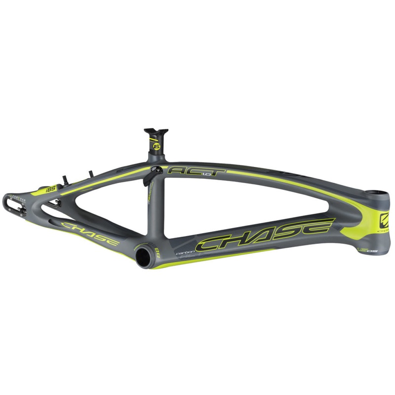 Chase ACT 1.0 Carbon BMX Race Frame-Matte Grey/Neon Yellow Pro