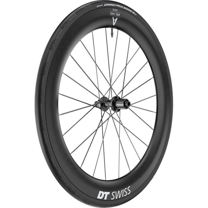 DT Swiss ARC 1400 DiCut 65 Rear Wheel – 700, 12 x 142mm, Center-Lock, HG11 Road/XDR, Ratchet EXP 36, Black, WTS w/GP5000 STR Tire